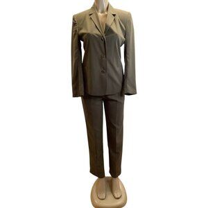 Herman Geist Olive Green Women’s Pant Suit With Shoulder Pads Size 8 (Preowned)